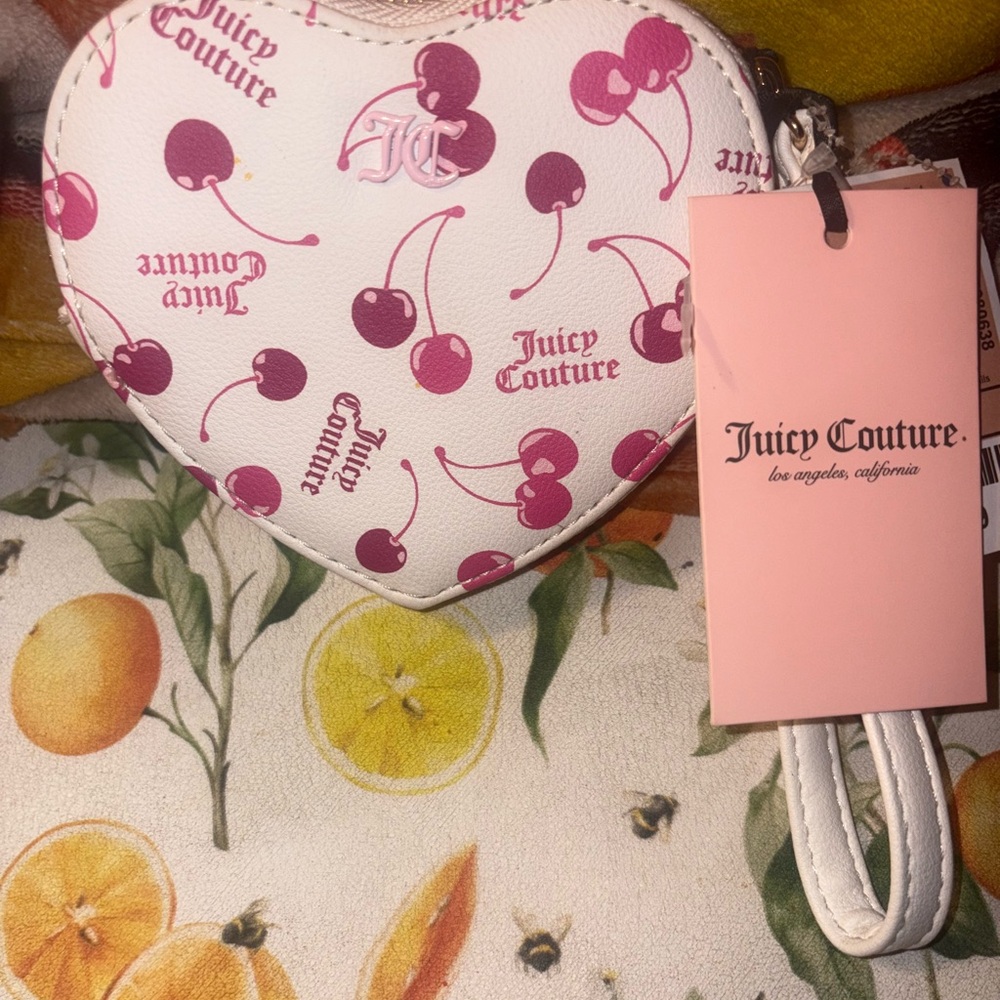 Juicy Couture Pink and White Cherry Print Clutch